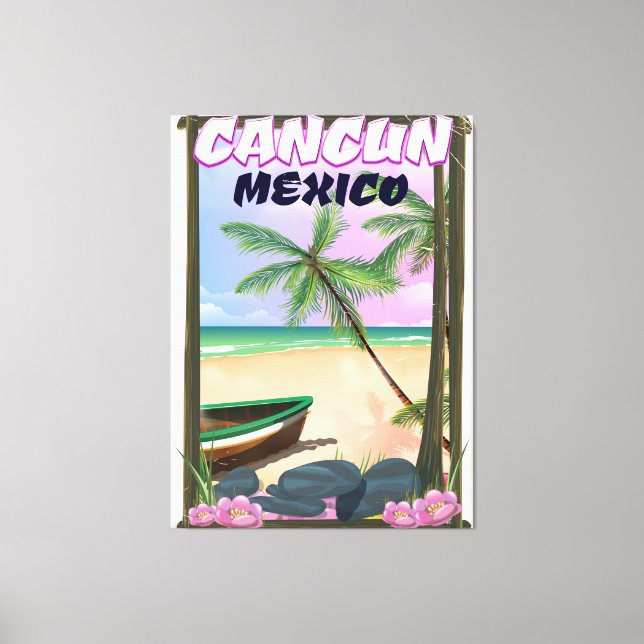 Cancun Mexico-stranden poster. Canvastryck (Framsida)