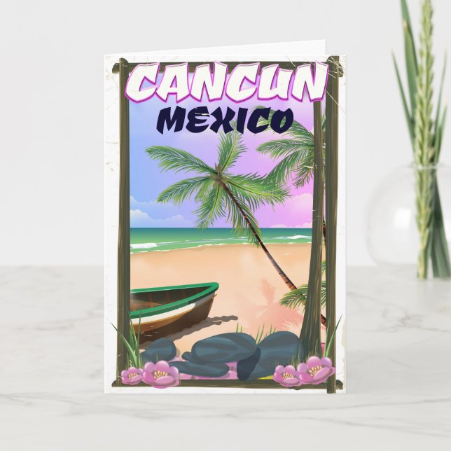 Cancun Mexico-stranden poster. Helgkort (Framsida)