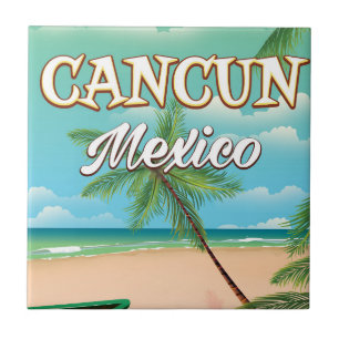 Cancun Mexico-stranden poster Kakelplatta