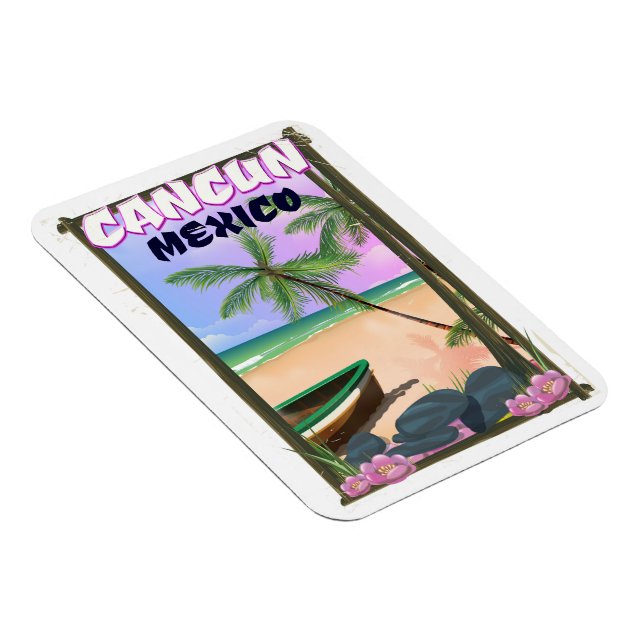Cancun Mexico-stranden poster. Magnet (Högersidan)