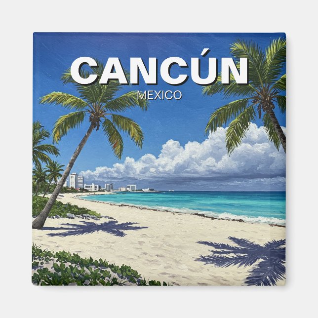 Cancun Mexico Travel Beach Magnet (Framsidan)