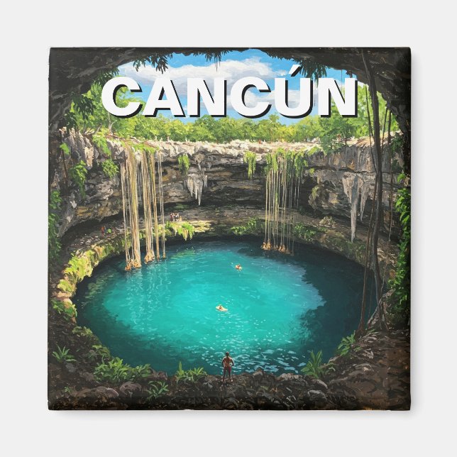 Cancun Mexico Travel Cenote Magnet (Framsidan)