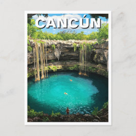 Cancun Mexico Travel Cenote Vykort