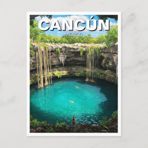 Cancun Mexico Travel Cenote Vykort