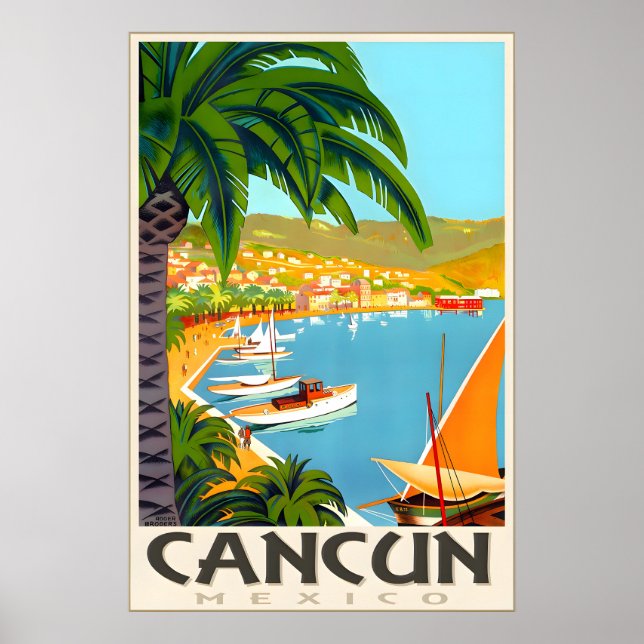 Cancun Mexico Tropical Beach Travel Poster Roger (Framsidan)