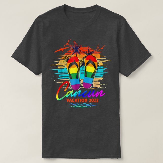 Cancun Mexico Vacation 2022 Flip Flop LGBT, sommar T Shirt (Design framsida)