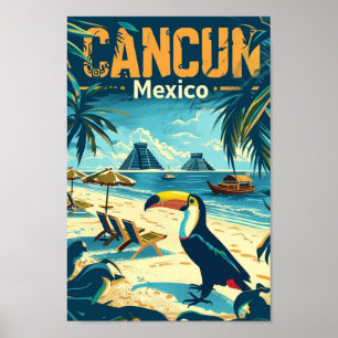 Cancun Mexico Vintage Berömd Travel Ställe Poster
