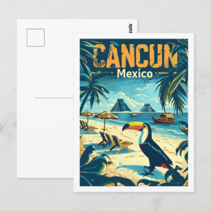 Cancun Mexico Vintage Berömd Travel Ställe Vykort
