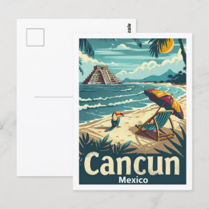 Cancun Mexico Vintage Berömd Travel Ställe Vykort