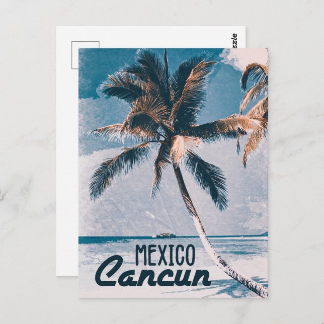 Cancun Mexico Vintage stil poster konst Vykort (Fram/baksida)
