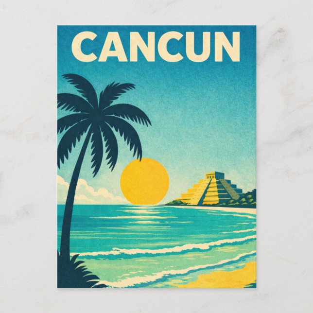 Cancun Mexico Vintage Travel Vykort (Framsida)