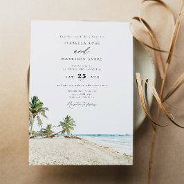 CANCUN Mexico Watercolor Beach Wedding Inbjudningar
