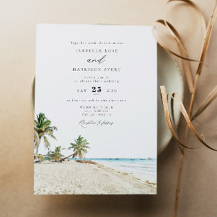 CANCUN Mexico Watercolor Beach Wedding Inbjudningar