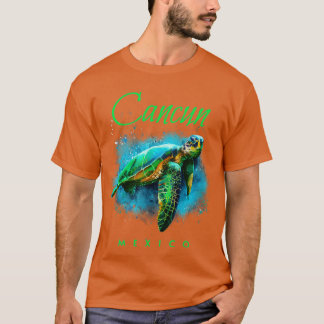 Cancun Mexico Watercolor Sea Turtle T Shirt
