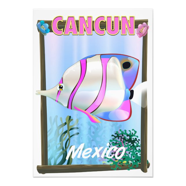 Cancun mexikansk tropisk resaffisch fototryck (Framsidan)