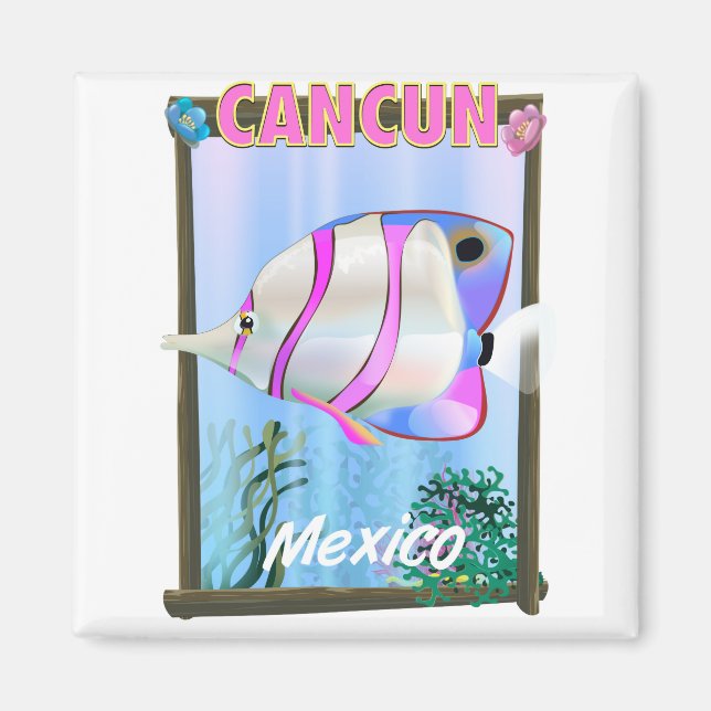 Cancun mexikansk tropisk resaffisch magnet (Framsidan)