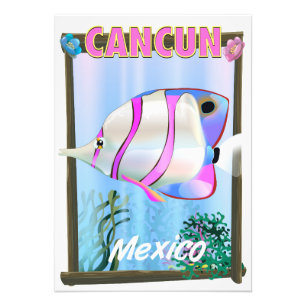Cancun, mexikansk tropisk reseaffisch fototryck