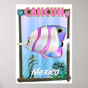 Cancun, mexikansk tropisk reseaffisch poster