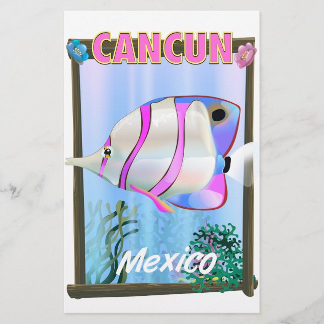 Cancun mexikansk tropisk reseposter brevpapper (Framsida)