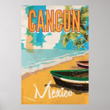 Cancun Mexiko Beach Vintage reseaffisch tryck