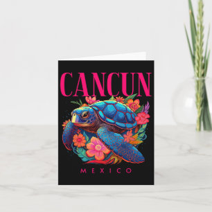 Cancun Mexiko Blommig Strand Sköldpadda Souvenir Kort