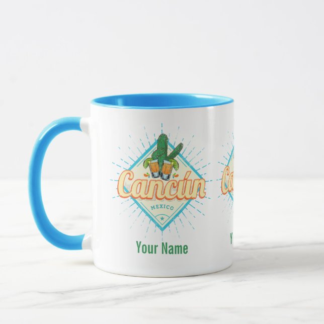Cancun Mexiko Dancing Cactus Vintage Tequila Mugg (Vänster)