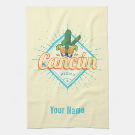 Cancun Mexiko Dansande Kaktus Vintage Tequila Kökshandduk