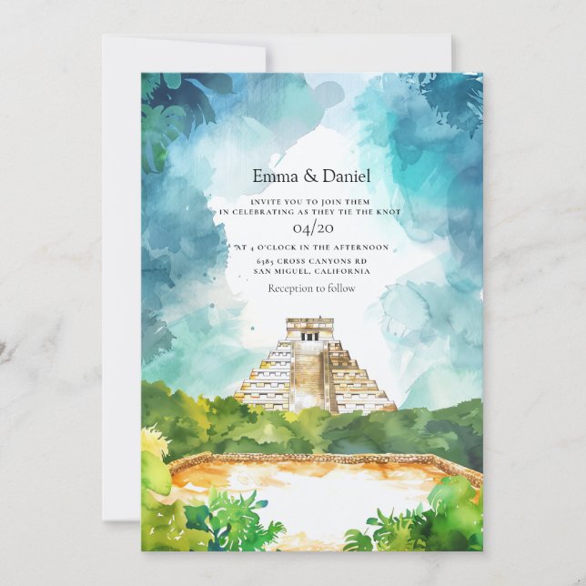 Cancun Mexiko Destination Bröllop Inbjudningar (Framsida)