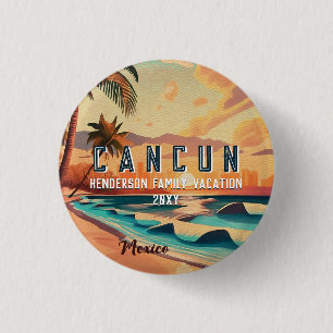 Cancún Mexiko Handflatan Träd Sunset Travel Souven Knapp