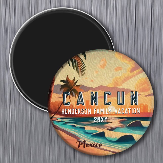 Cancún Mexiko Handflatan Träd Sunset Travel Souven Magnet (Skapare uppladdad)