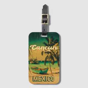 Cancun Mexiko Handflatan Träd Vintage resor Souven Bagagebricka