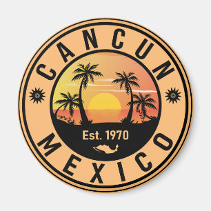 Cancun Mexiko Handflatan Träd Vintage resor Souven Magnet