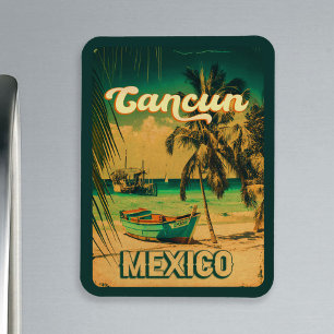Cancun Mexiko Handflatan Träd Vintage resor Souven Magnet
