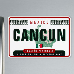 Cancún Mexiko Handflatan Träd Vintage resor Souven Magnet