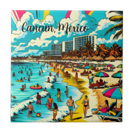 Cancun, Mexiko med pop Art Vibe Kakelplatta