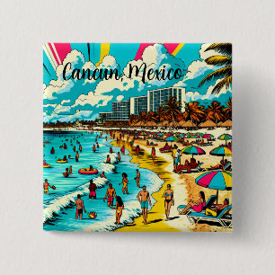 Cancun, Mexiko med pop Art Vibe Knapp