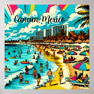 Cancun, Mexiko med pop Art Vibe Poster