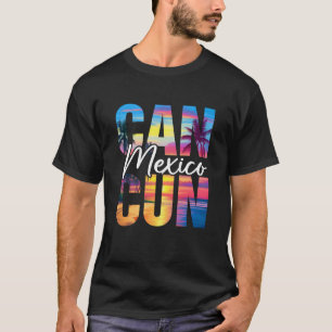 Cancun Mexiko Palmträd Solnedgång Strand Sommar Fe T Shirt