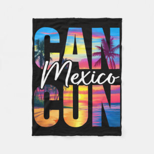 Cancun Mexiko Palmträd Solnedgång Strand Sommar Le Fleecefilt