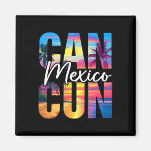 Cancun Mexiko Palmträd Solnedgång Strand Sommarlov Magnet