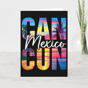 Cancun Mexiko Palmträd Solnedgång Strand Sommarupp Kort