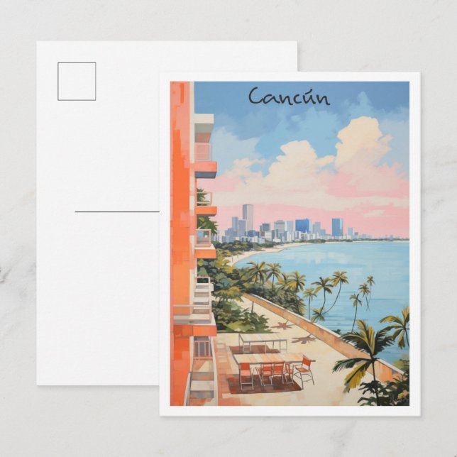 Cancun Mexiko Resa Stad Estetik Vykort (Fram/baksida)