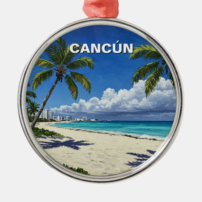 Cancun Mexiko Resa Strand Julgransprydnad Metall (Framsidan)