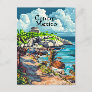 Cancun Mexiko Resa vykort, Cancun Mexiko Konst  Vykort