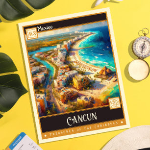 Cancun, Mexiko Retromålning Vykort