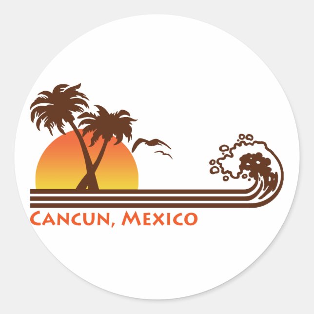 Cancun Mexiko Runt Klistermärke (Framsida)