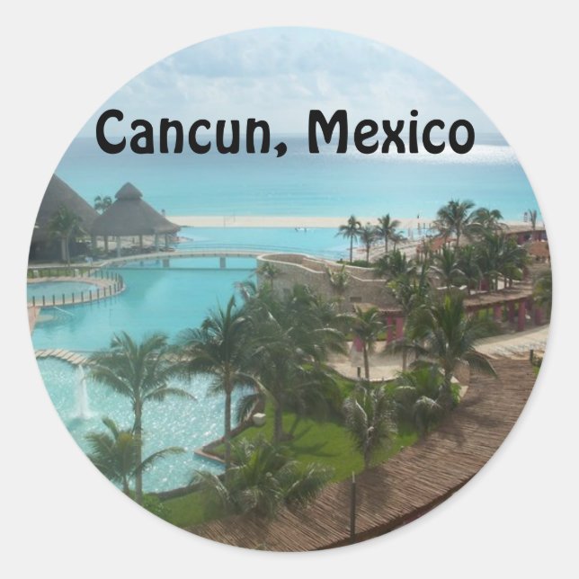 Cancun Mexiko Runt Klistermärke (Framsida)