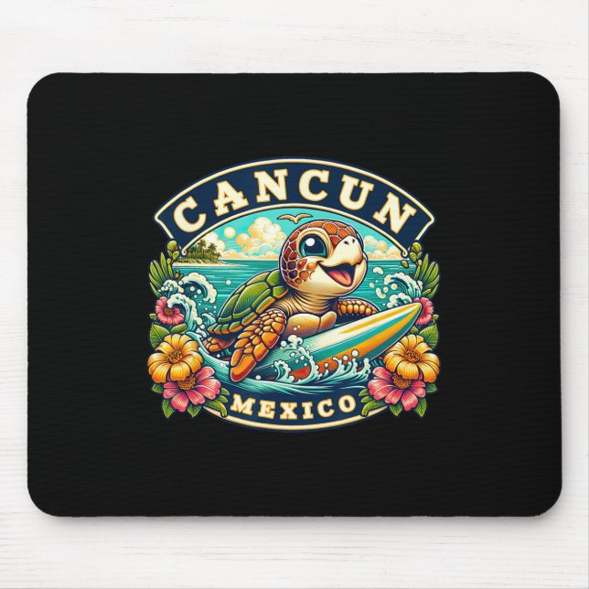Cancun Mexiko Söt Havssköldpadda Surfande  Musmatta (Framsidan)