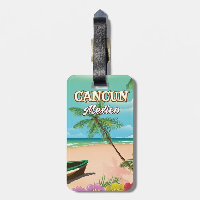 Cancun Mexiko strand affisch Bagagebricka (Baksidan Lodrät)