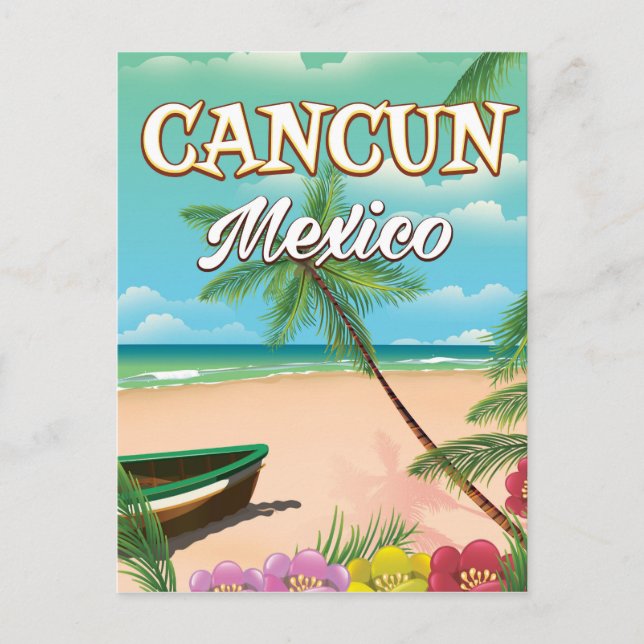 Cancun Mexiko strand affisch Vykort (Framsida)
